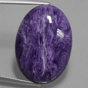 22.07캐럿 천연 바이올렛 차로아이트, 타원형 컷, 25×18 mm, 불투명체