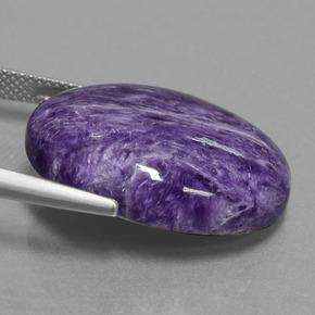 22.07캐럿 천연 바이올렛 차로아이트, 타원형 컷, 25×18 mm, 불투명체