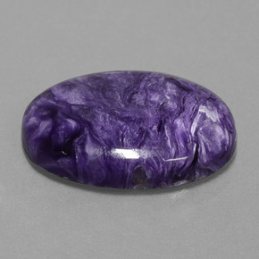 19.61캐럿 천연 바이올렛 차로아이트, 타원형 컷, 25.1×18.2 mm, 불투명체