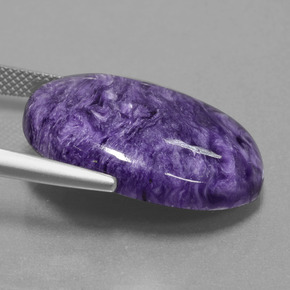 19.61캐럿 천연 바이올렛 차로아이트, 타원형 컷, 25.1×18.2 mm, 불투명체