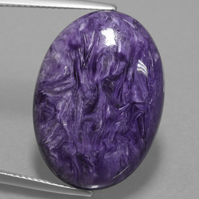 22.22캐럿 천연 바이올렛 차로아이트, 타원형 컷, 22.1×18 mm, 불투명체
