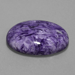 22.22캐럿 천연 바이올렛 차로아이트, 타원형 컷, 22.1×18 mm, 불투명체