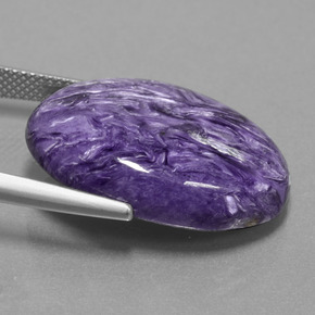 22.22캐럿 천연 바이올렛 차로아이트, 타원형 컷, 22.1×18 mm, 불투명체