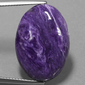 16.36캐럿 천연 바이올렛 차로아이트, 타원형 컷, 22.3×16 mm, 불투명체