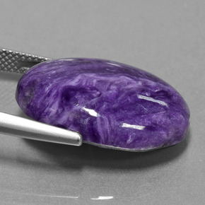 16.36캐럿 천연 바이올렛 차로아이트, 타원형 컷, 22.3×16 mm, 불투명체