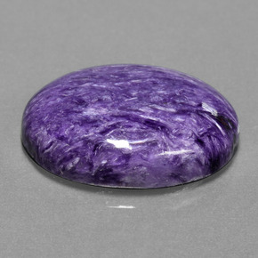 15.38캐럿 천연 바이올렛 차로아이트, 타원형 컷, 22.2×16.2 mm, 불투명체