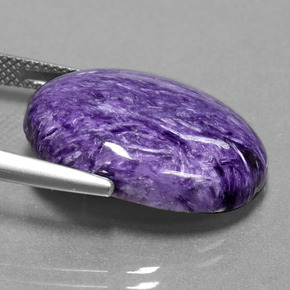 15.38캐럿 천연 바이올렛 차로아이트, 타원형 컷, 22.2×16.2 mm, 불투명체