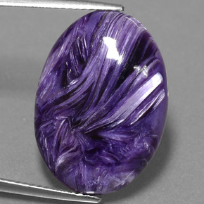 11.10캐럿 천연 바이올렛 차로아이트, 타원형 컷, 22.1×15.9 mm, 불투명체