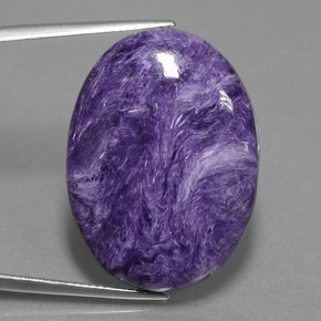 33.16캐럿 천연 바이올렛 차로아이트, 타원형 컷, 30×22.1 mm, 불투명체