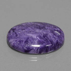 33.16캐럿 천연 바이올렛 차로아이트, 타원형 컷, 30×22.1 mm, 불투명체