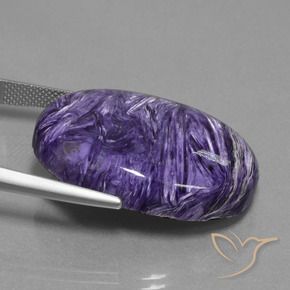 38.12캐럿 천연 딥 바이올렛 차로아이트, 타원형, 불투명체