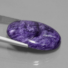 29.80캐럿 천연 벨벳 퍼플 바이올렛 차로아이트, 타원형 컷, 29.9×22.2 mm, 불투명체