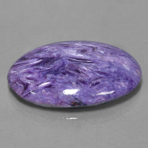 31.73캐럿 천연 바이올렛 차로아이트, 타원형 컷, 30.5×22.7 mm, 불투명체