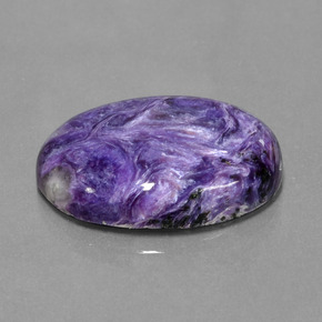 22.50캐럿 천연 바이올렛 차로아이트, 타원형 컷, 25.1×18.3 mm, 불투명체