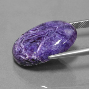 22.50캐럿 천연 바이올렛 차로아이트, 타원형 컷, 25.1×18.3 mm, 불투명체