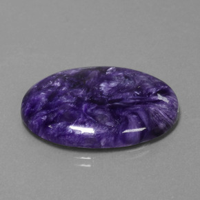 29.06캐럿 천연 바이올렛 차로아이트, 타원형 컷, 30.6×22.4 mm, 불투명체