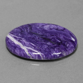 23.27캐럿 천연 바이올렛 차로아이트, 타원형 컷, 30.3×22.2 mm, 불투명체
