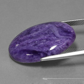 16.68캐럿 천연 바이올렛 차로아이트, 타원형 컷, 25.1×18.3 mm, 불투명체