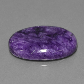 18.97캐럿 천연 바이올렛 차로아이트, 타원형 컷, 25.2×18.3 mm, 불투명체