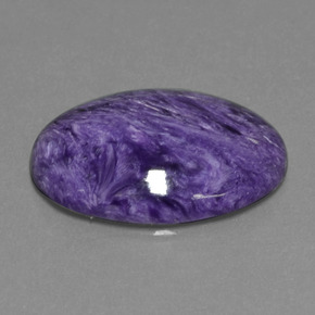 19.13캐럿 천연 바이올렛 차로아이트, 타원형 컷, 25.4×18.7 mm, 불투명체
