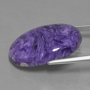 20.31캐럿 천연 제비꽃 차로아이트, 타원형 컷, 불투명체