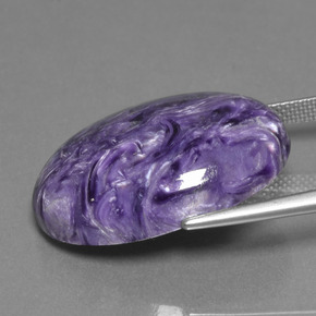 24.07캐럿 천연 제비꽃 차로아이트, 타원형 컷, 불투명체