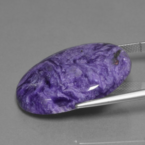 31.76캐럿 천연 벨벳 퍼플 바이올렛 차로아이트, 타원형 컷, 불투명체