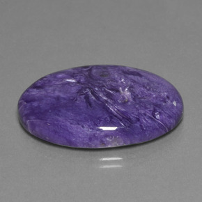 30.48캐럿 천연 바이올렛 차로아이트, 타원형 컷, 30.2×22.2 mm, 불투명체