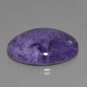 20.32캐럿 천연 바이올렛 차로아이트, 타원형 컷, 25.3×18.3 mm, 불투명체