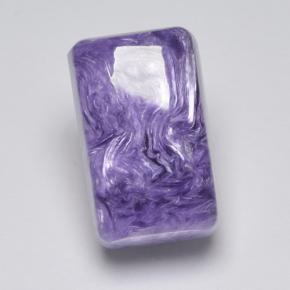 8.46캐럿 천연 바이올렛 차로아이트, 에메랄드 컷, 14.9×9.1 mm, 불투명체