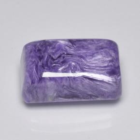8.46캐럿 천연 바이올렛 차로아이트, 에메랄드 컷, 14.9×9.1 mm, 불투명체