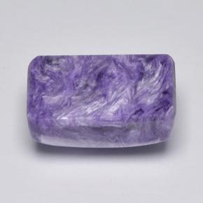 8.46캐럿 천연 바이올렛 차로아이트, 에메랄드 컷, 14.9×9.1 mm, 불투명체