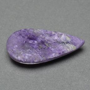 8.98캐럿 천연 바이올렛 차로아이트, 배 모양, 23.2×11.9 mm, 불투명체