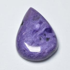 15.14캐럿 천연 바이올렛 차로아이트, 배 모양, 23×16.5 mm, 불투명체