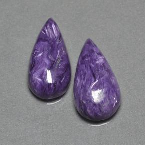 12.53캐럿 천연 바이올렛 차로아이트 보석, 배 모양, 18.9×9.7 mm, 불투명체
