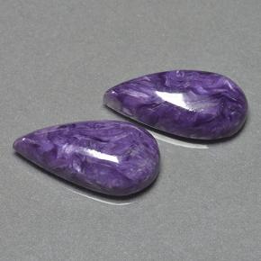 12.53캐럿 천연 바이올렛 차로아이트 보석, 배 모양, 18.9×9.7 mm, 불투명체