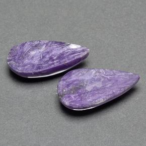 12.53캐럿 천연 바이올렛 차로아이트 보석, 배 모양, 18.9×9.7 mm, 불투명체