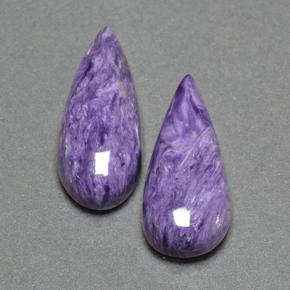 13.24캐럿 천연 바이올렛 차로아이트 보석, 배 모양, 21×8.9 mm, 불투명체