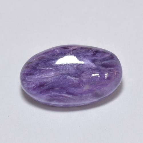 4.56캐럿 천연 바이올렛 차로아이트, 타원형 컷, 13.8×8.3 mm, 불투명체