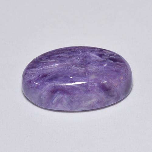 4.56캐럿 천연 바이올렛 차로아이트, 타원형 컷, 13.8×8.3 mm, 불투명체