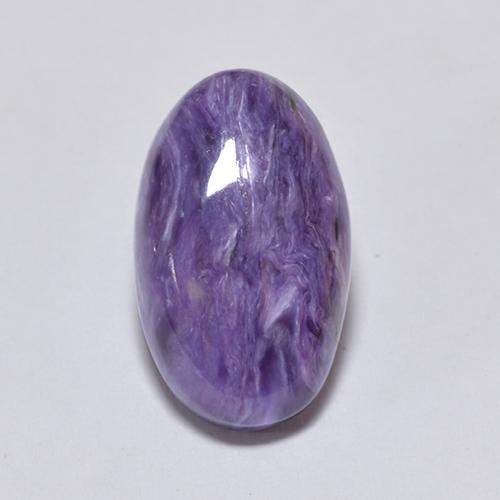 4.56캐럿 천연 바이올렛 차로아이트, 타원형 컷, 13.8×8.3 mm, 불투명체