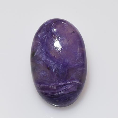 10.28캐럿 천연 바이올렛 차로아이트, 타원형 컷, 19.1×12.3 mm, 불투명체