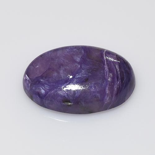 10.28캐럿 천연 바이올렛 차로아이트, 타원형 컷, 19.1×12.3 mm, 불투명체