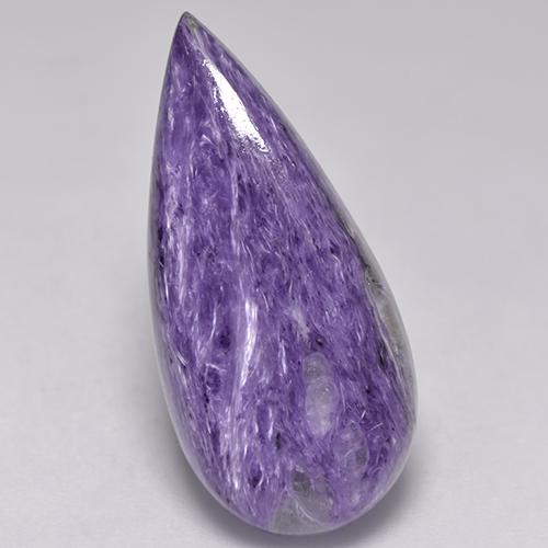 11.04캐럿 천연 다크 바이올렛 차로아이트, 배 모양, 25.4×11.9 mm, 불투명체