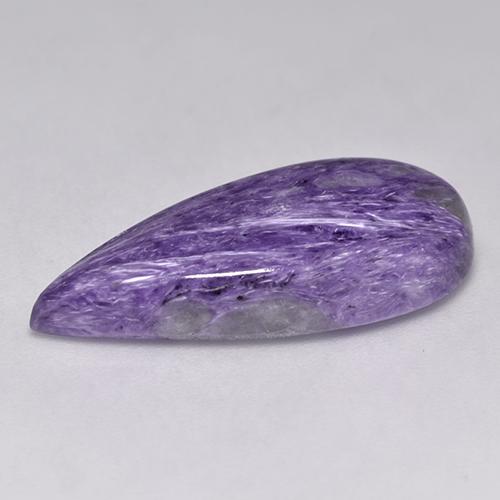 11.04캐럿 천연 다크 바이올렛 차로아이트, 배 모양, 25.4×11.9 mm, 불투명체