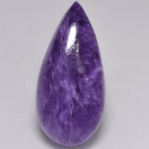 9.88캐럿 천연 벨벳 퍼플 바이올렛 차로아이트, 배 모양, 22.5×10.8 mm, 불투명체