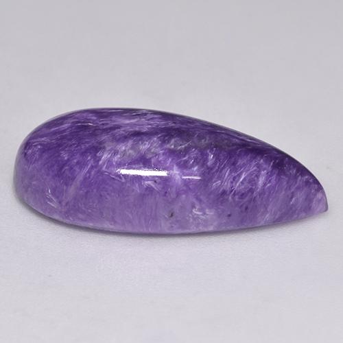 9.88캐럿 천연 벨벳 퍼플 바이올렛 차로아이트, 배 모양, 22.5×10.8 mm, 불투명체