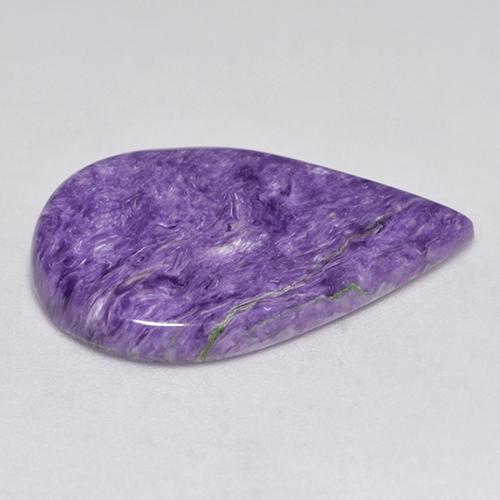8.71캐럿 천연 라이트 퍼플 바이올렛 차로아이트, 배 모양, 24×15.9 mm, 불투명체