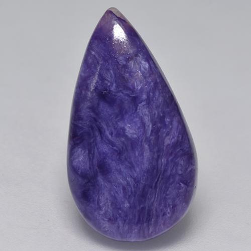 5.87캐럿 천연 딥 바이올렛 차로아이트, 배 모양, 19.2×10.7 mm, 불투명체