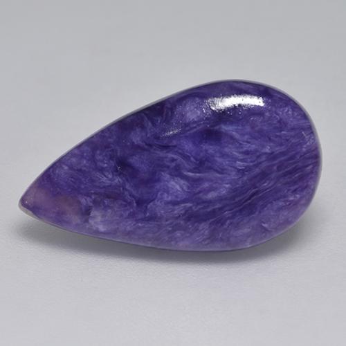 5.87캐럿 천연 딥 바이올렛 차로아이트, 배 모양, 19.2×10.7 mm, 불투명체
